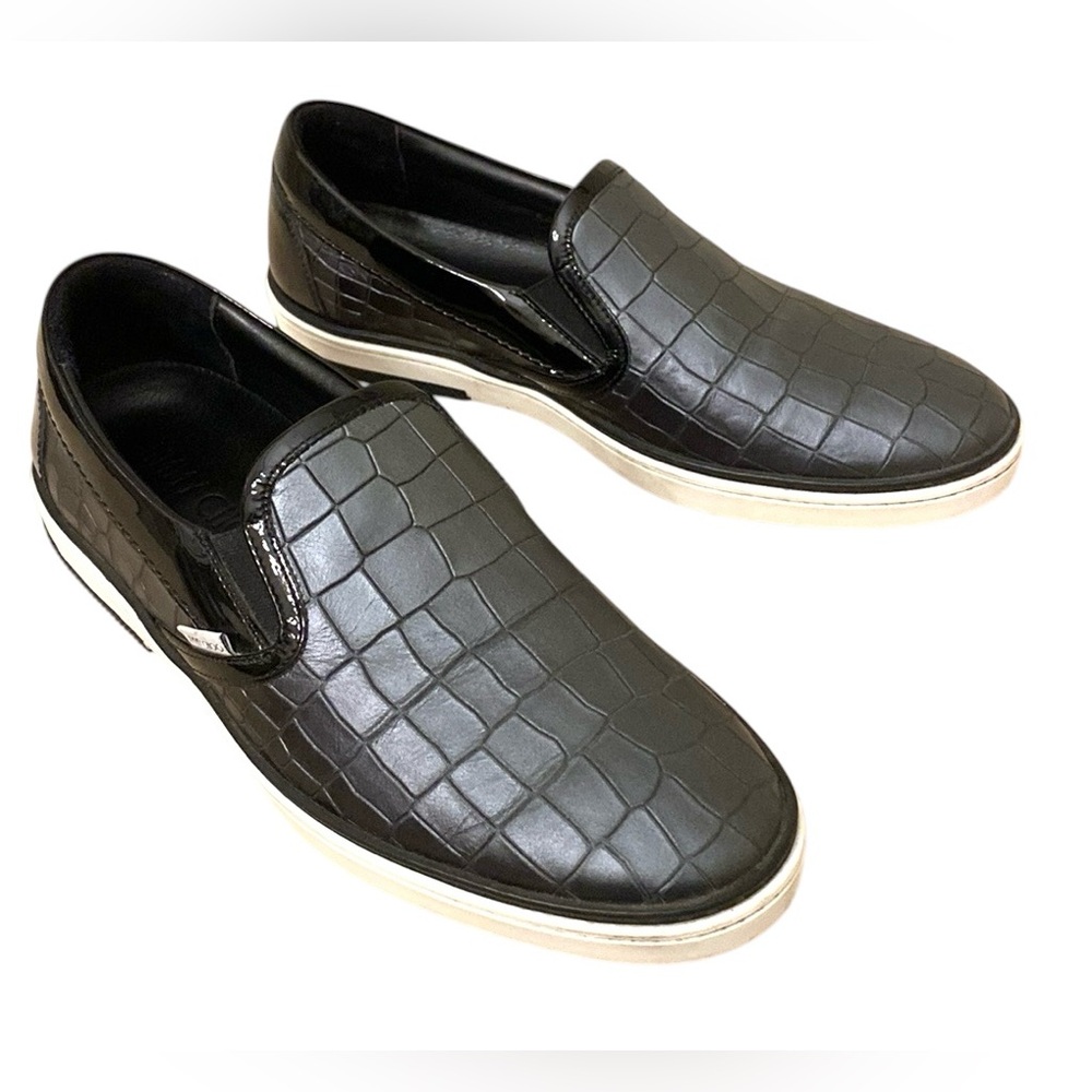 Jimmy Choo Men’s Grove Crocodile Embossed Black leather Slip On Sneaker SZ 43/10